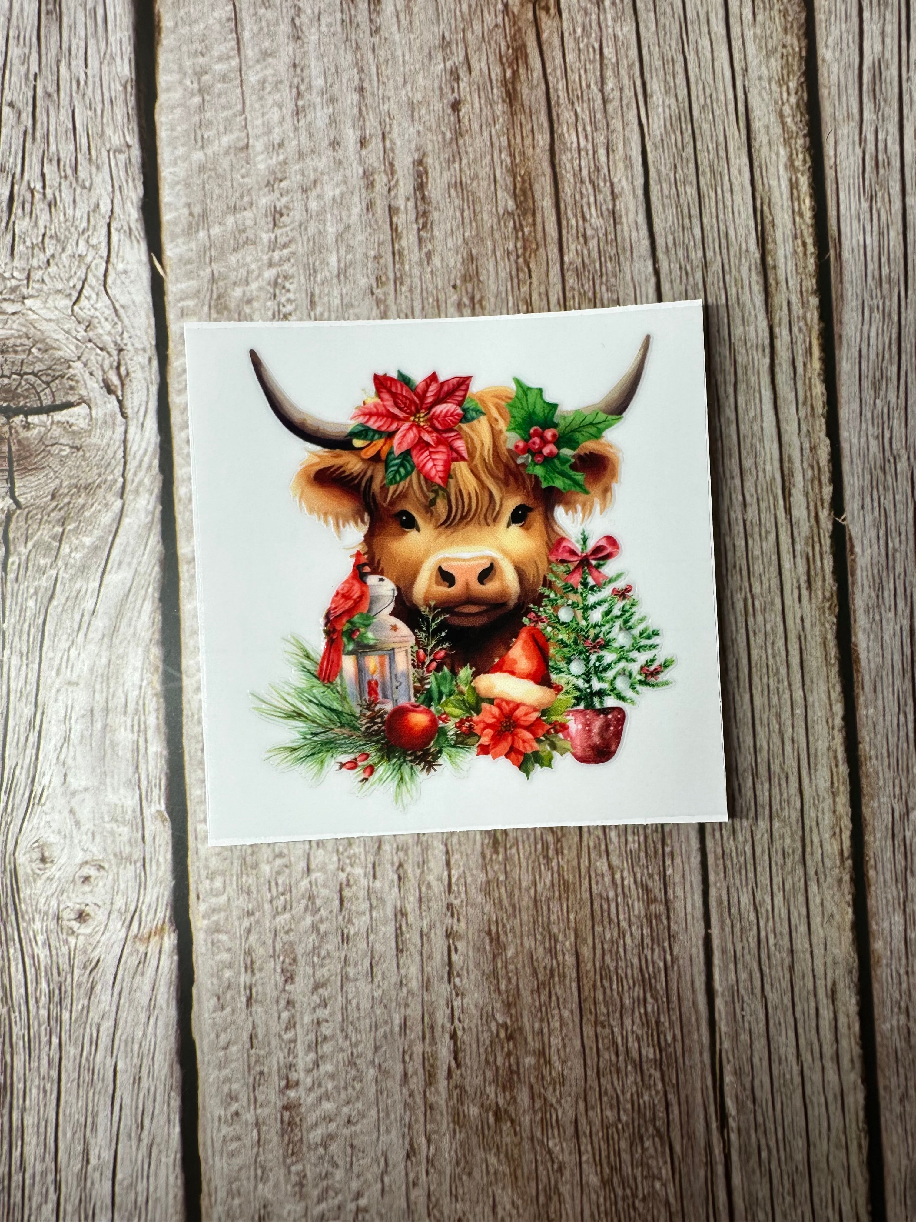 Christmas cow lantern white