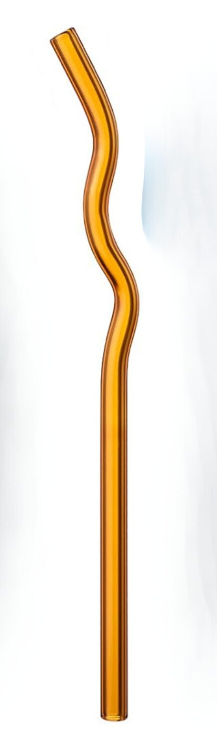 Light Brown Glass Straw Curvy